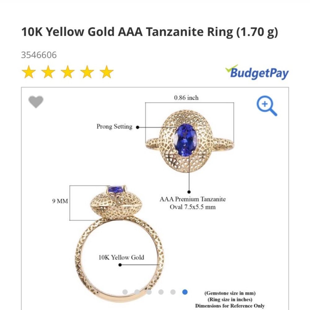 UNIQUE & FABULOUS!! 10k Gold AAA Tanzanite Ring - Picture 4 of 16